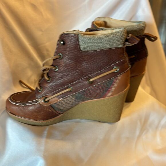 SPERRY top-siders Bailey brown leather wedge leather laces - Picture 2 of 12
